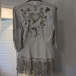 White Fringe Western Vest with Embellishments Custom Made